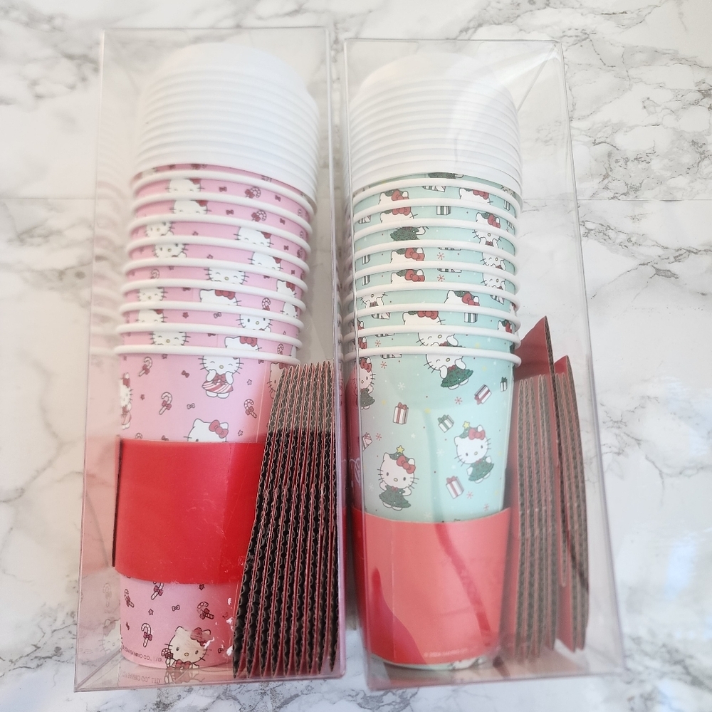 Hello Kitty 2 Set Papper Hot coffe & tea CUP SET BUNDLE Christma LIMITED EDITION - Picture 7 of 7